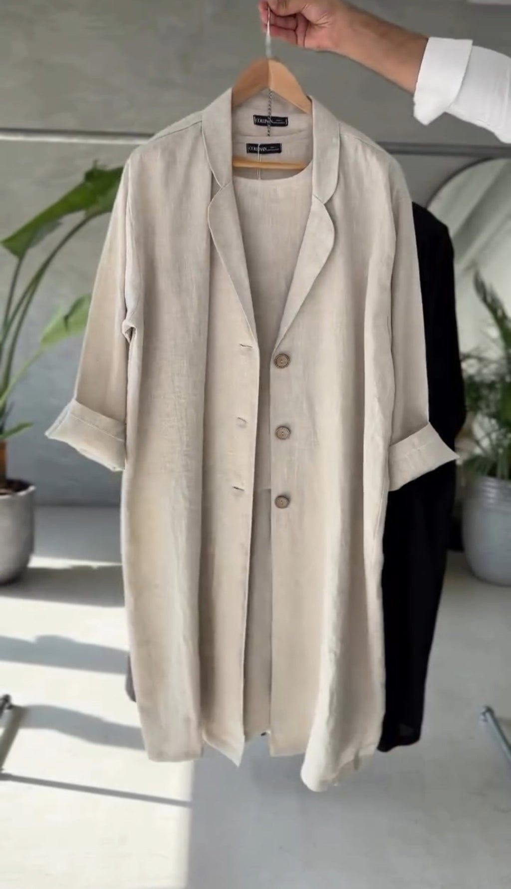 Women's Coat Style Long Shirt Set