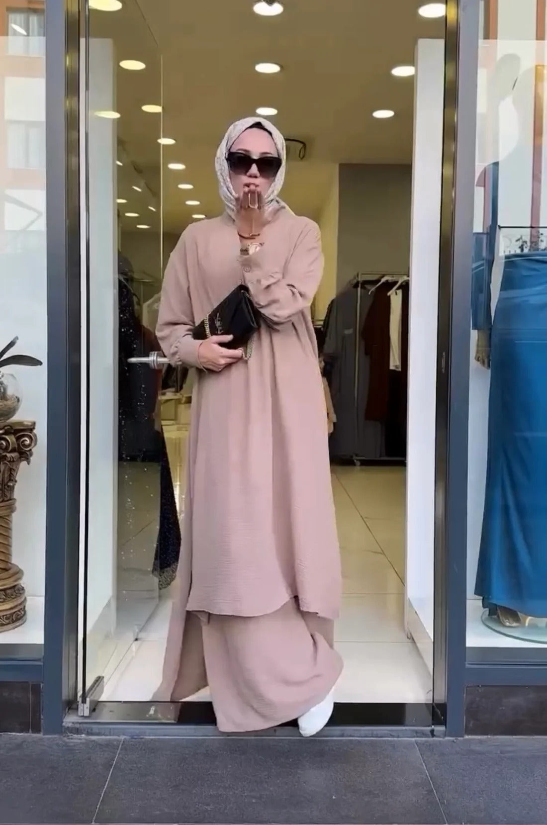 Women's Long Shirt & Loose Trouser Set