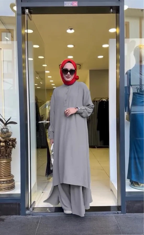 Women's Long Shirt & Loose Trouser Set