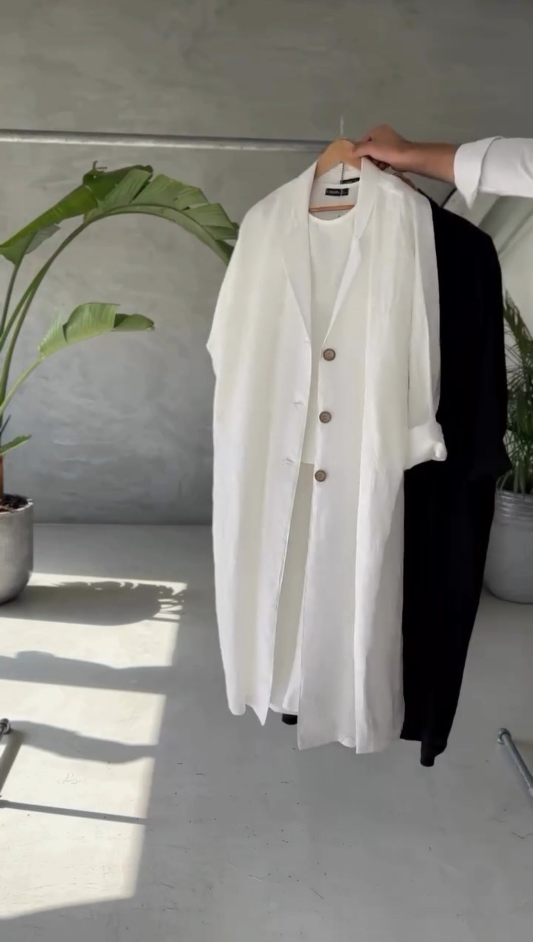 Women's Coat Style Long Shirt Set