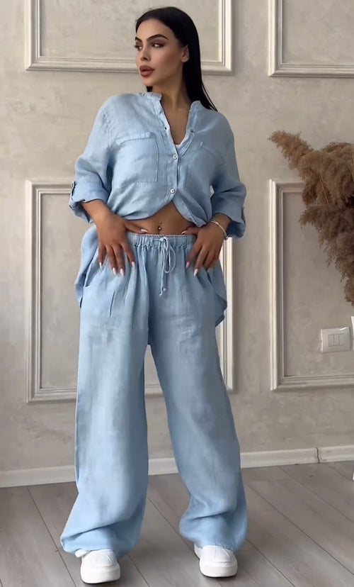 Women Linen Shirt & Trouser Set