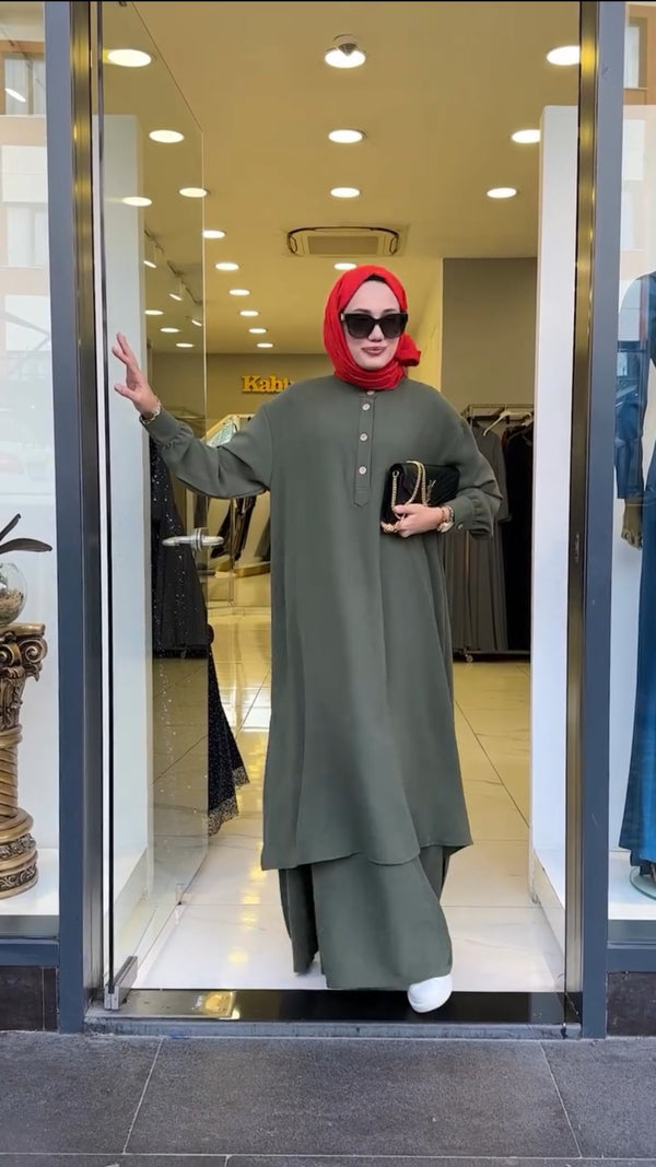 Women's Linen Shirt & Trouser Set – Breathable 2-Piece Co-ord for Modest Style