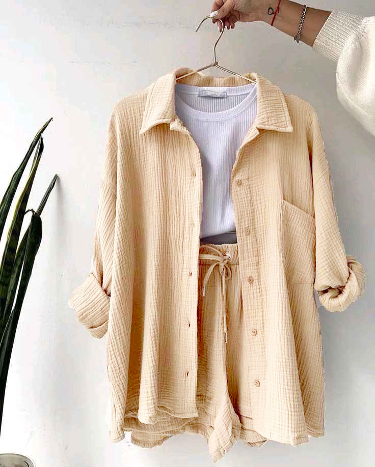 Women's Cotton Shirt & Short Set