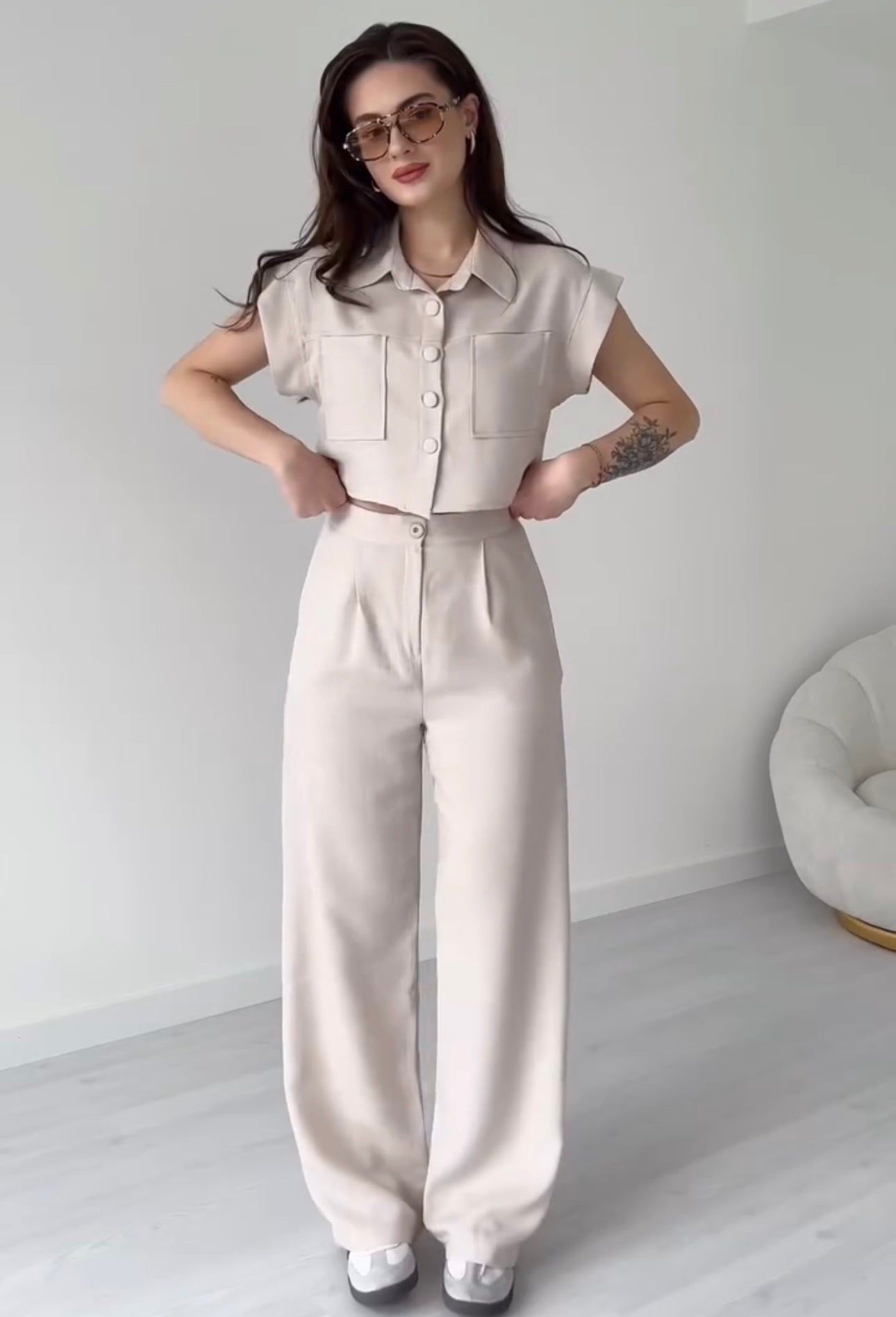 Women Poly Linen Shirt & trouser Set