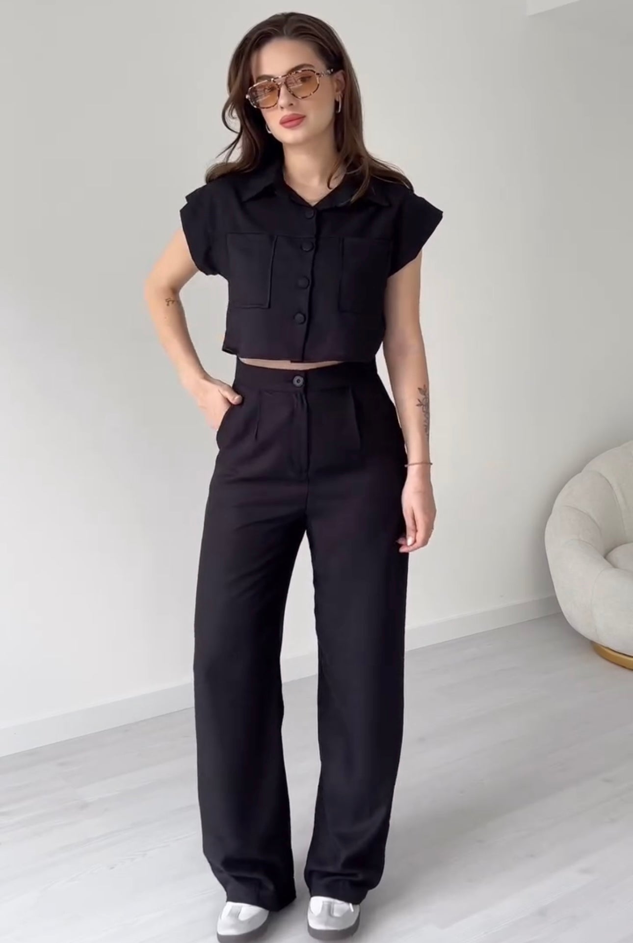 Women Poly Linen Shirt & trouser Set