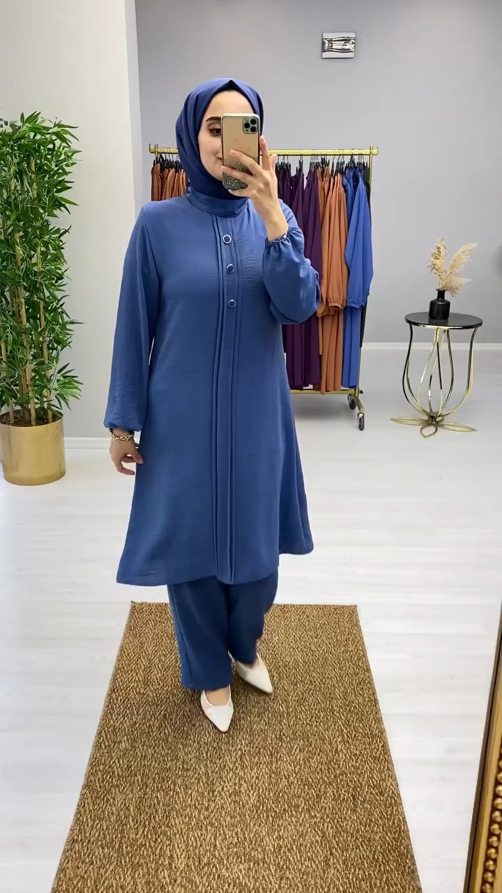 Women’s Linen Shirt & Trouser Set | Breathable Modest Wear for UAE Summers