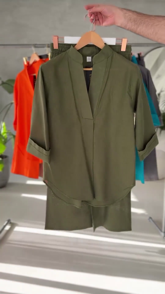 Women's V-Neck Shirt & Trouser Set